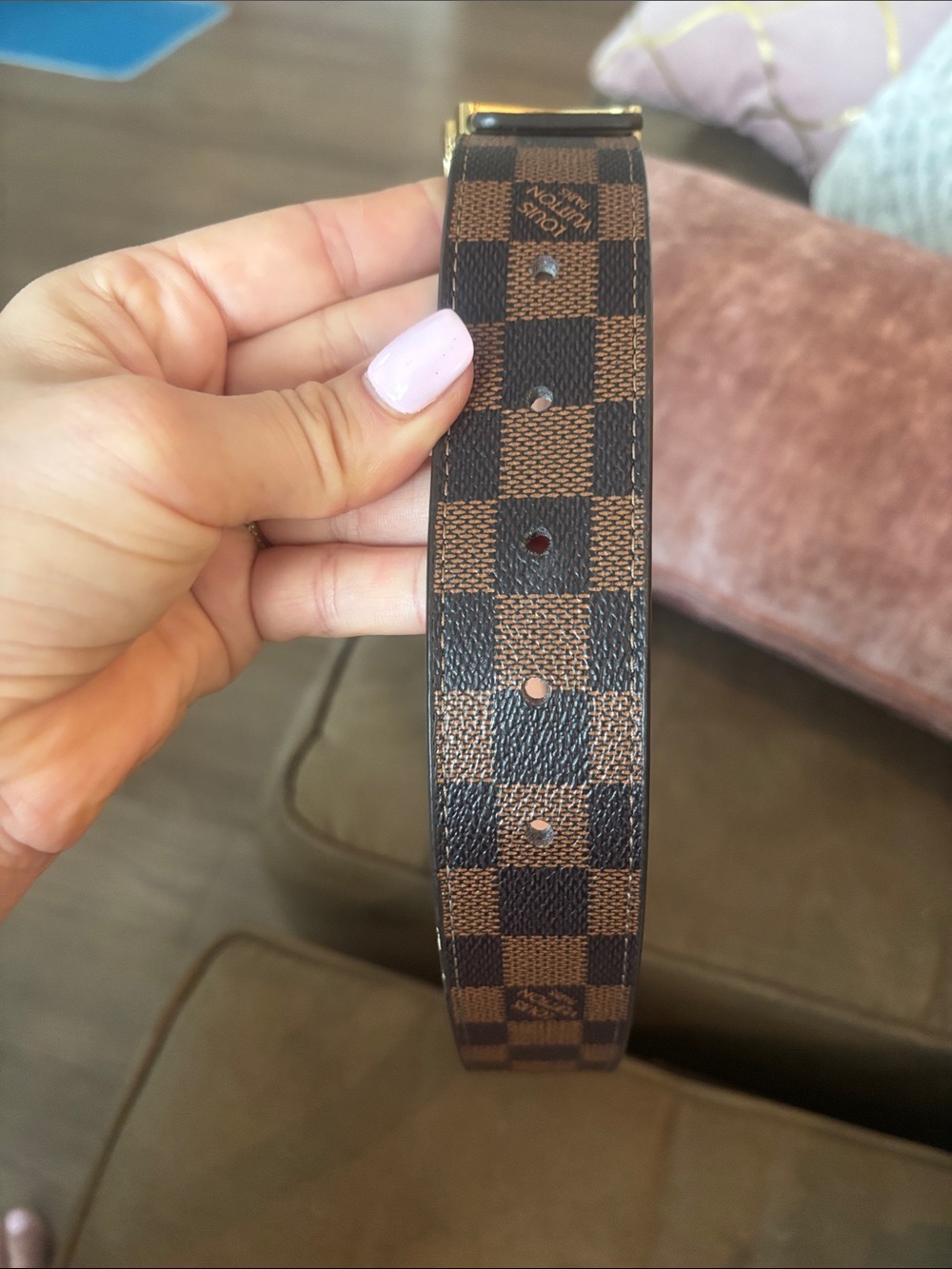 Louis Vuitton Brown Checkerboard LV Buckle Belt - Picture 4 of 4